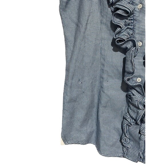 Double R By Ravi Ratan Women's Top Blouse Sleeveless Ruffle Neck Blue Size M - Picture 6 of 6